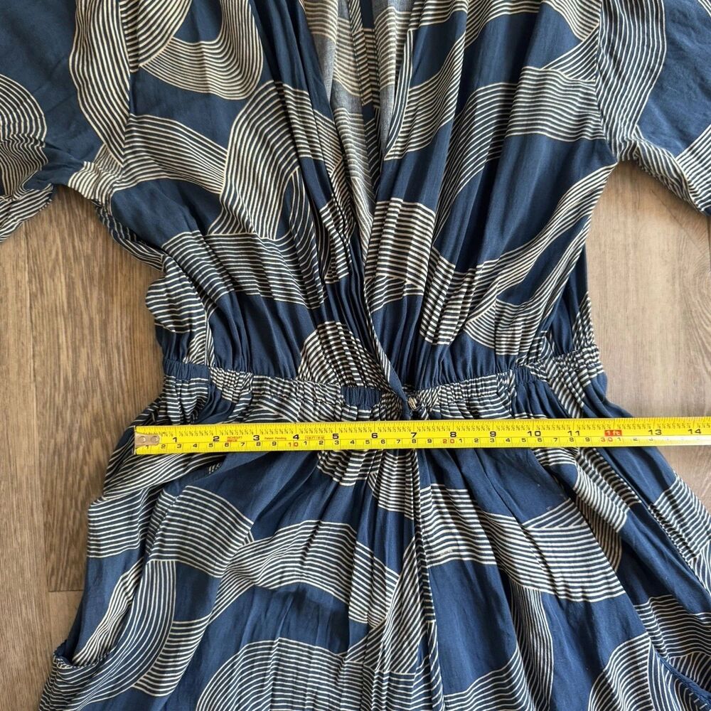 Dress Forum Los Angeles Dress Boho Hippie Wrap Blue And White V-neck Maxi Sz S - Picture 8 of 12